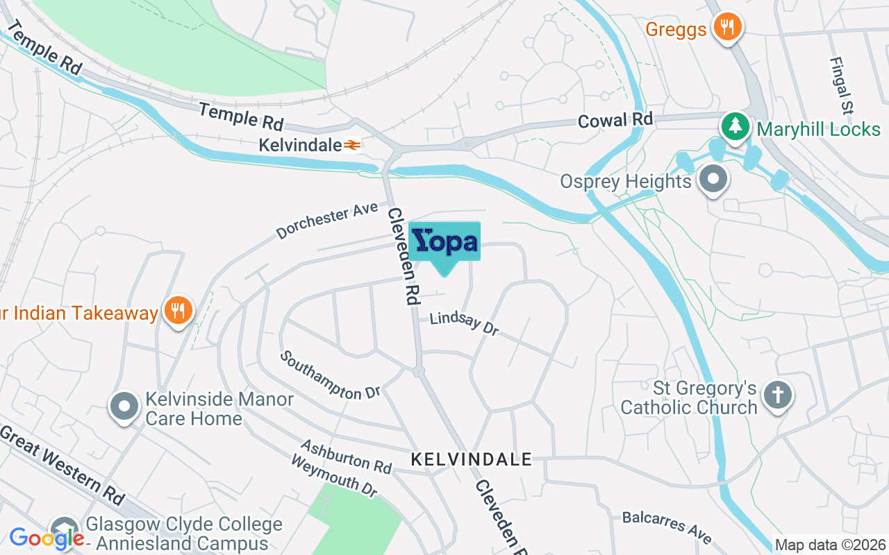 Map showing the location of G12 0LB