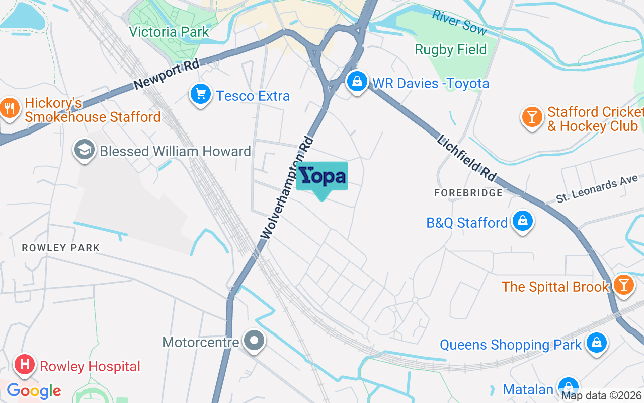 Map showing the location of ST17 4DE