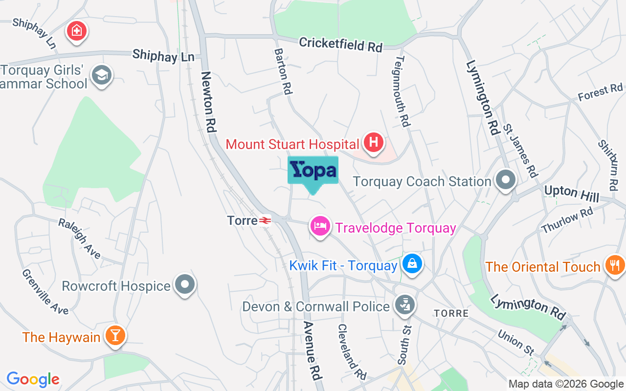 Map showing the location of TQ1 4DE