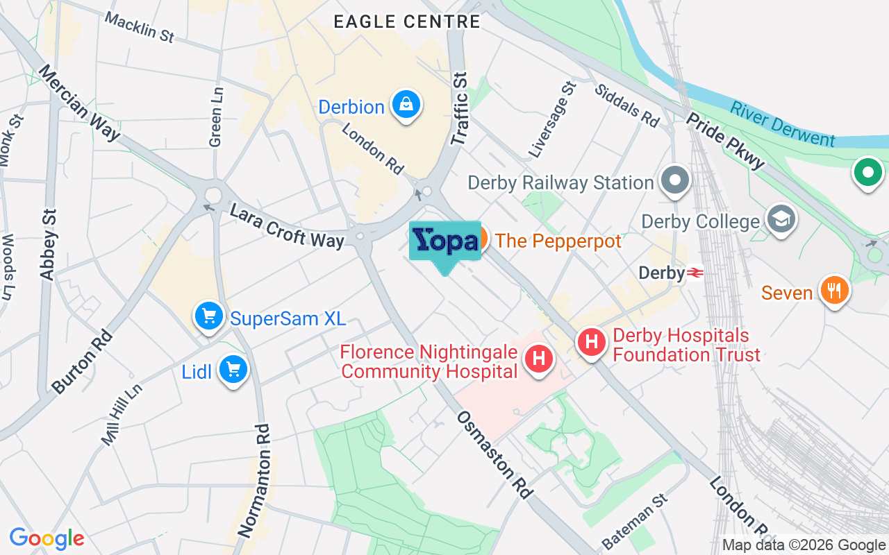 Map showing the location of DE1 2UH