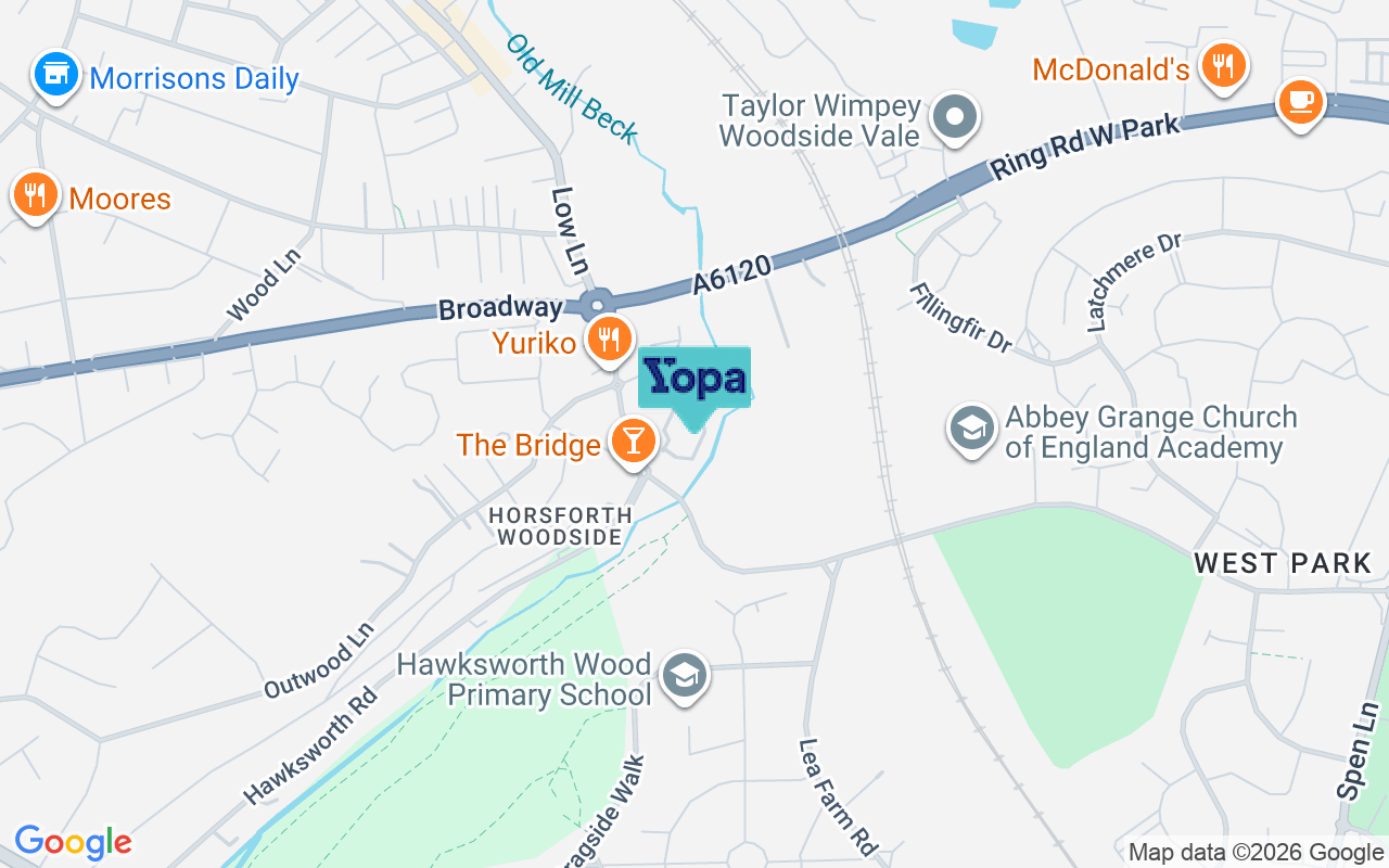 Map showing the location of LS18 4GS
