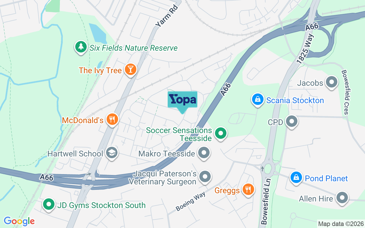Map showing the location of TS18 3WD
