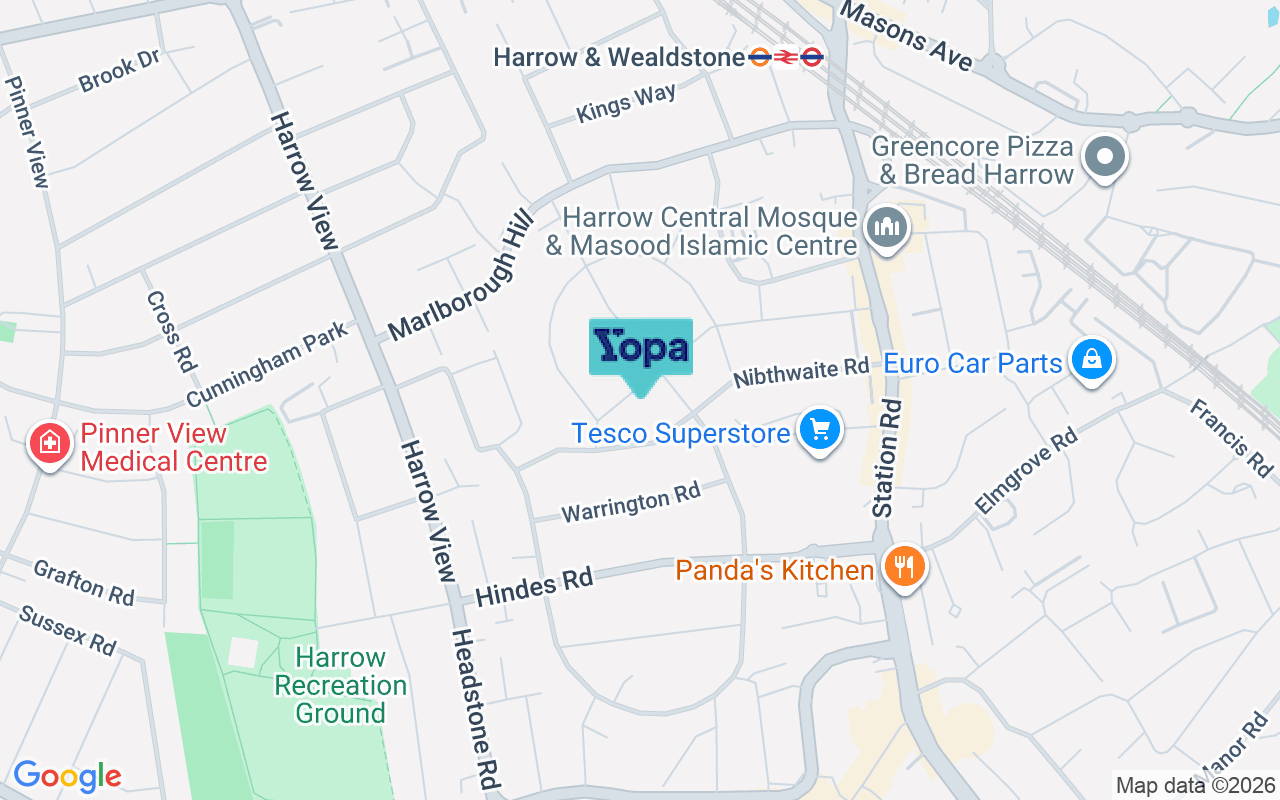 Map showing the location of HA1 1SE