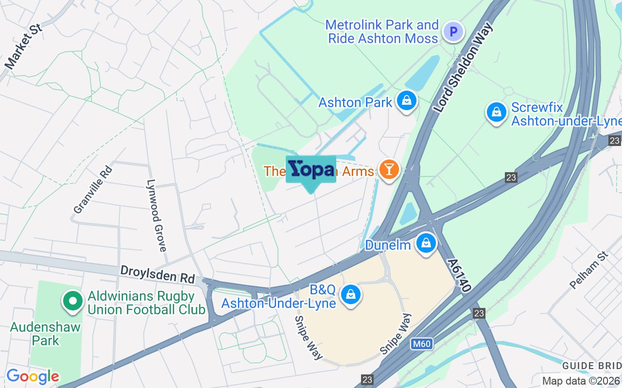 Map showing the location of M34 5RJ