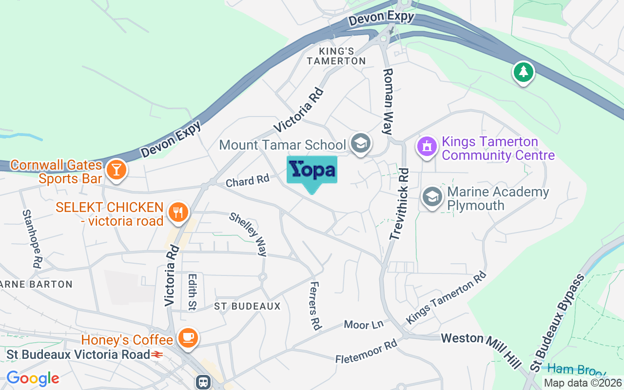 Map showing the location of PL5 2BY