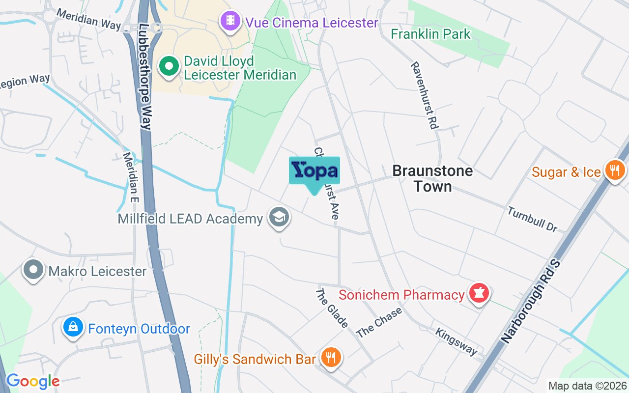 Map showing the location of LE3 2UY