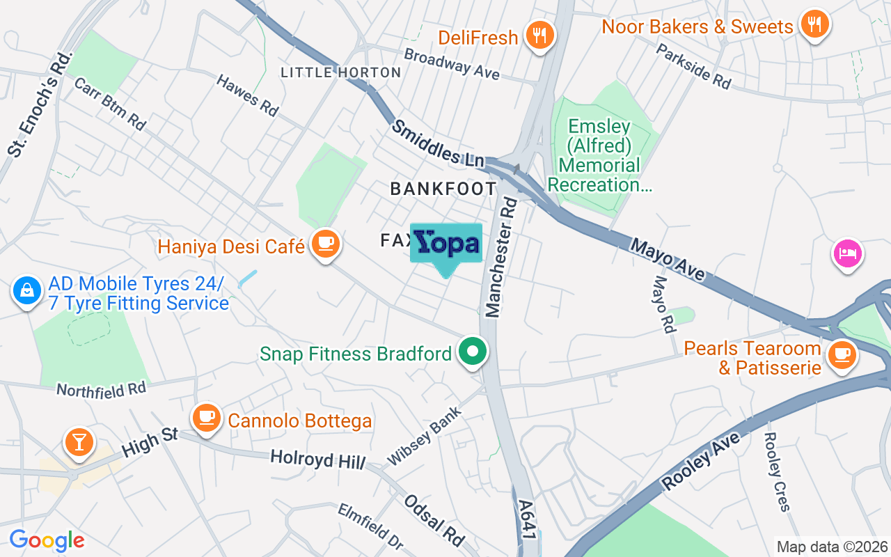 Map showing the location of BD5 9QQ