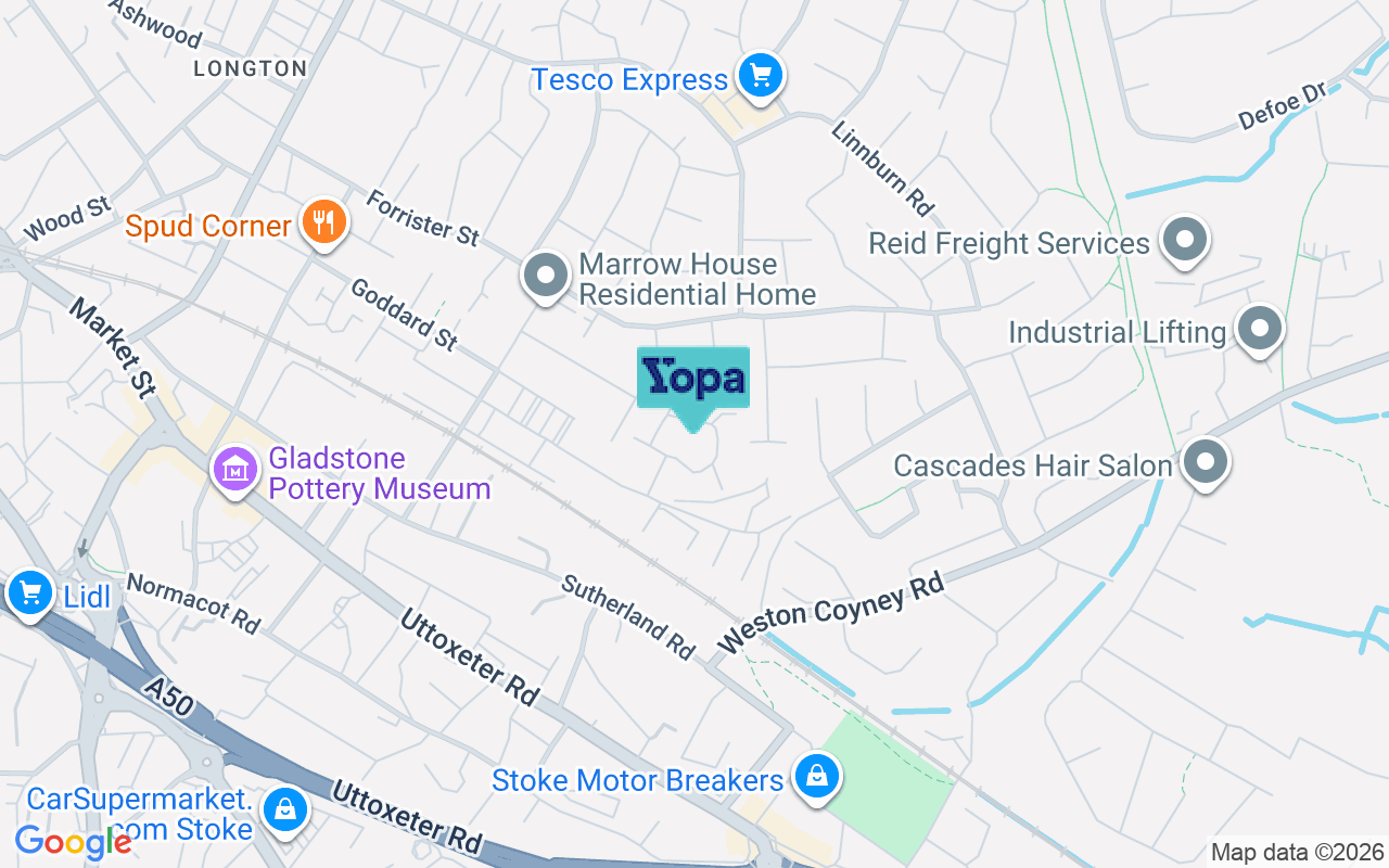 Map showing the location of ST3 1UF