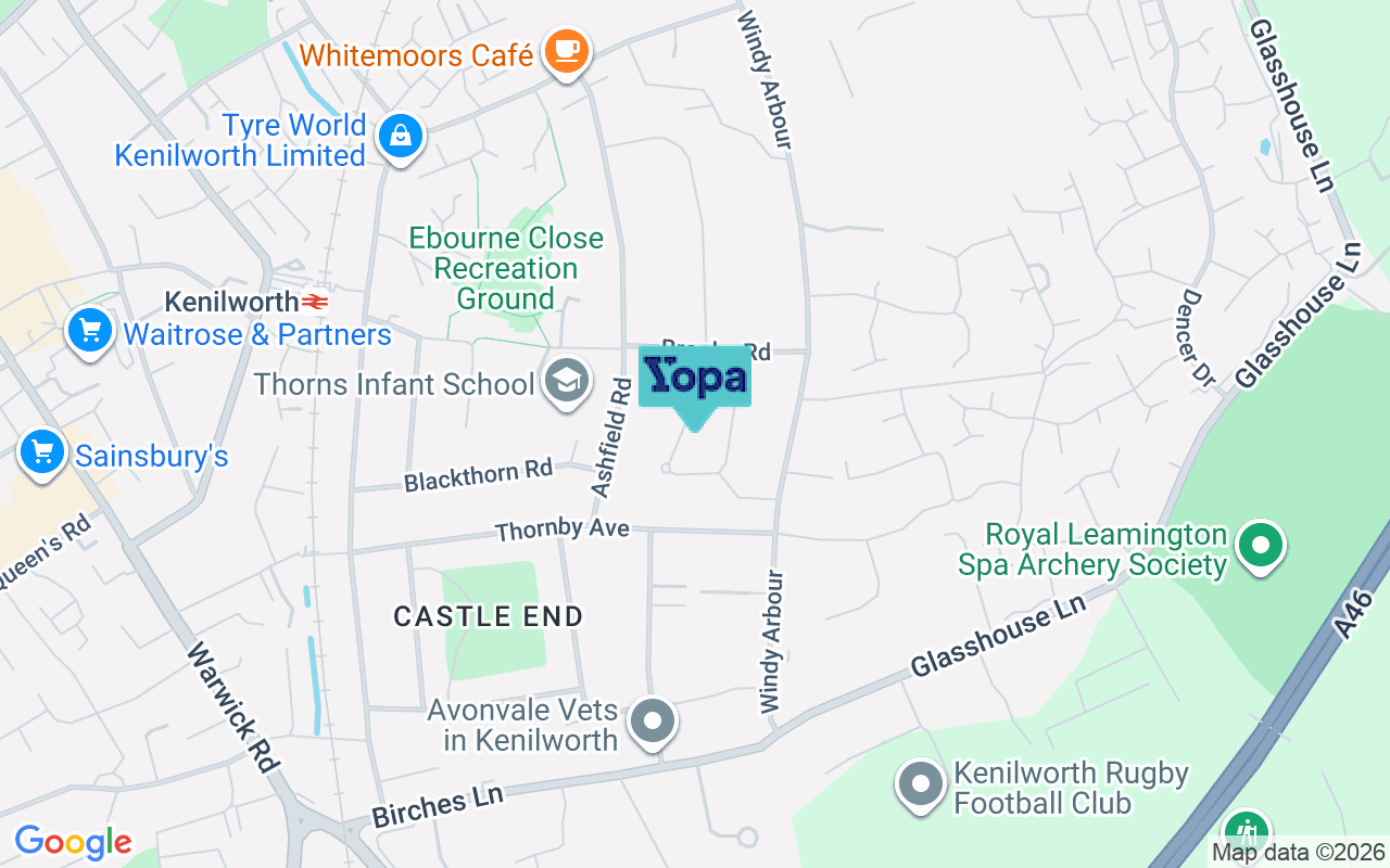 Map showing the location of CV8 2BG