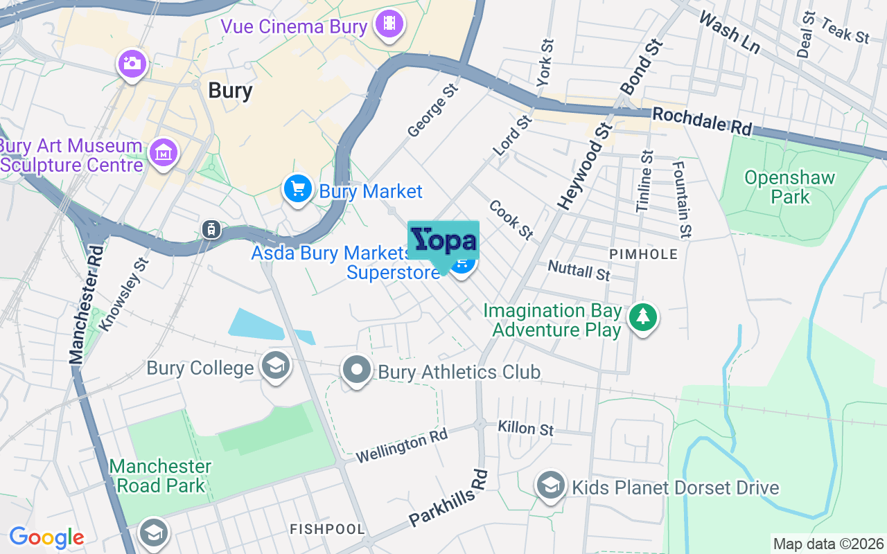 Map showing the location of BL9 0RW