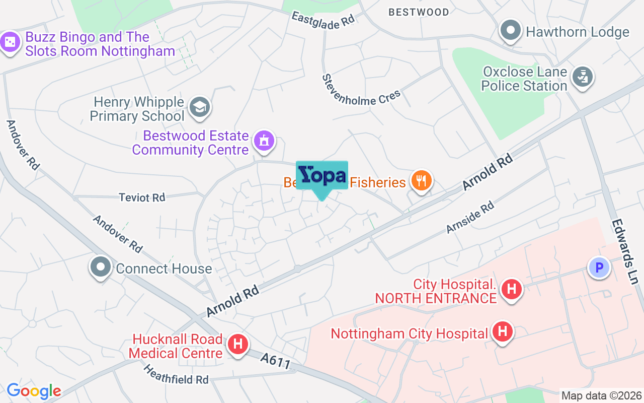 Map showing the location of NG5 5UZ