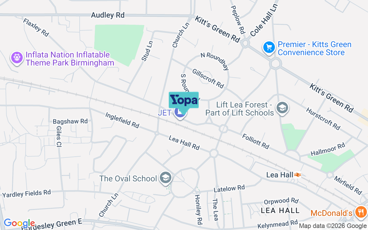 Map showing the location of B33 9EF