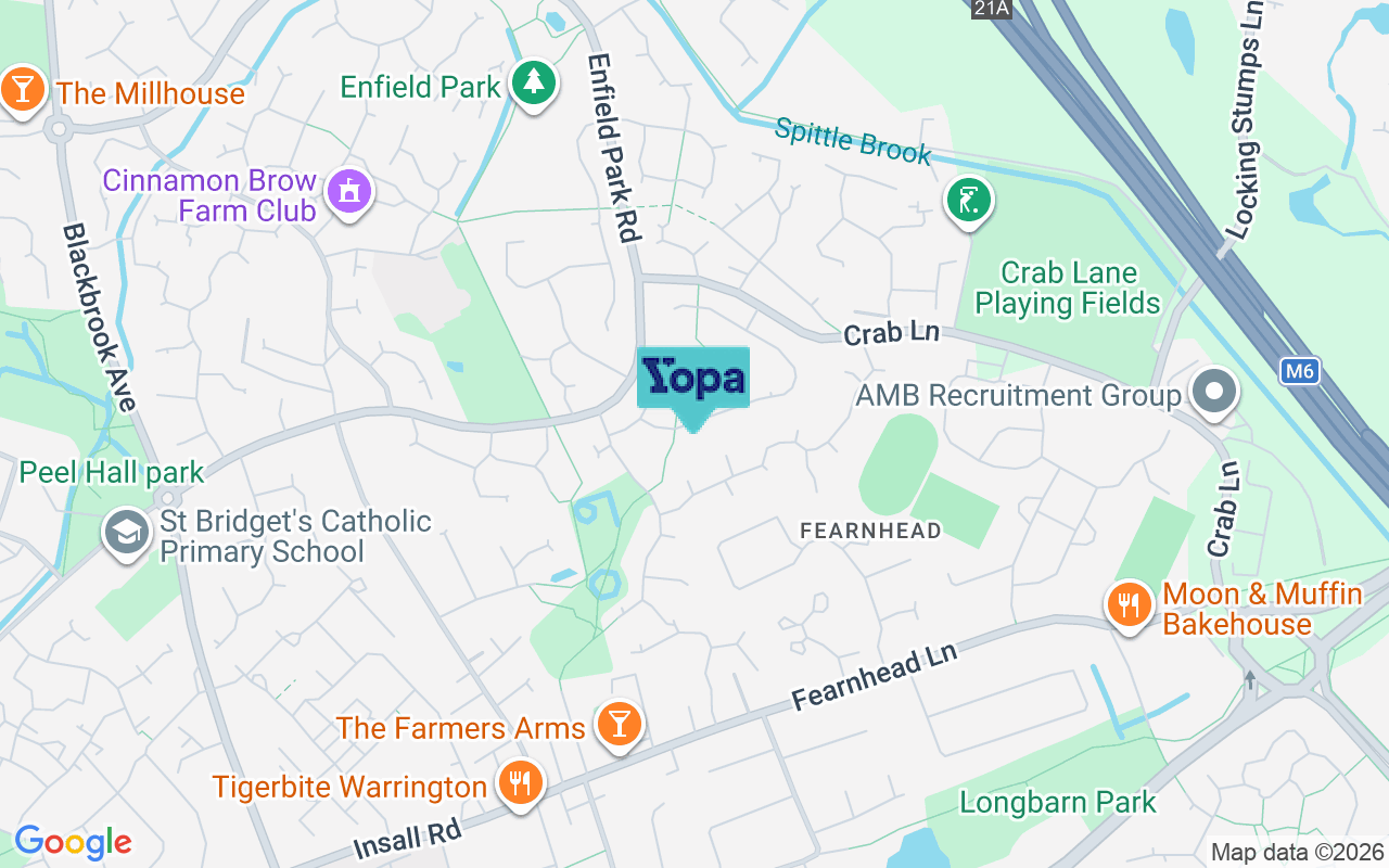 Map showing the location of WA2 0BT