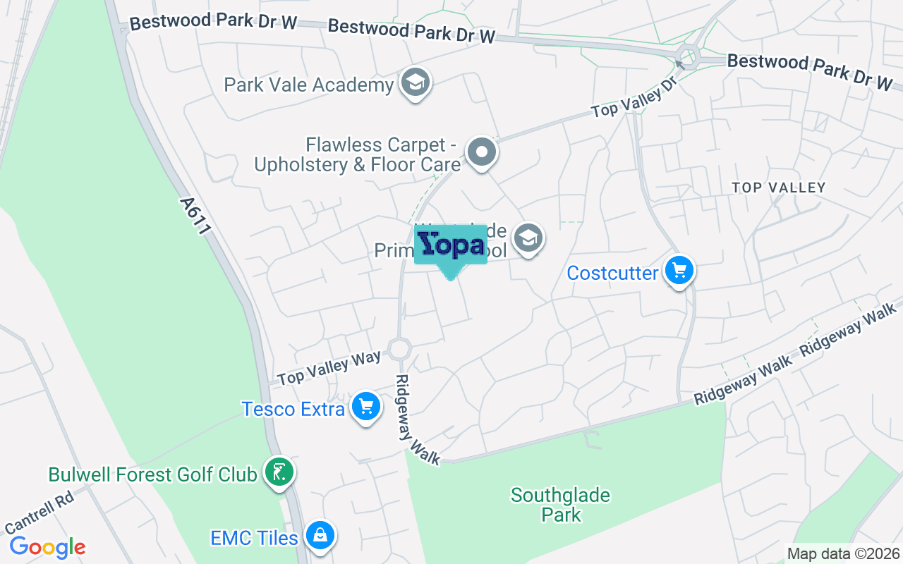 Map showing the location of NG5 9BA
