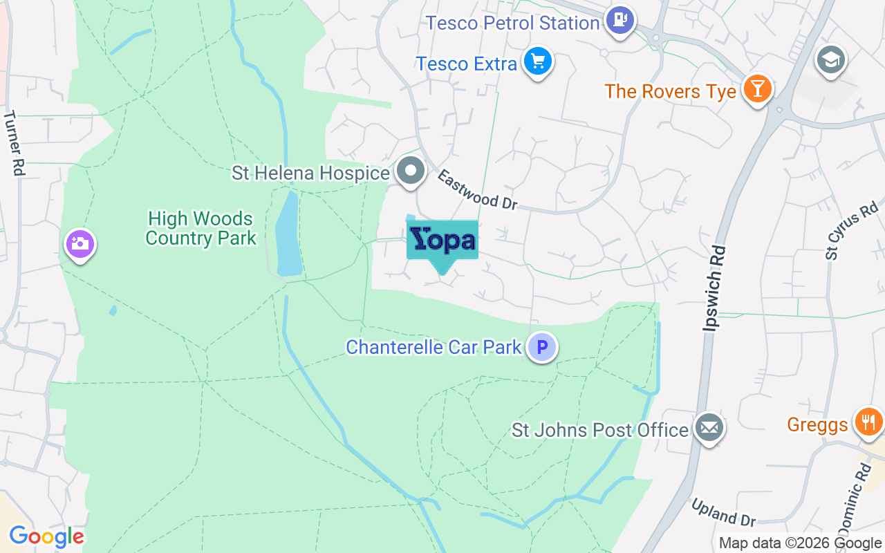 Map showing the location of CO4 9UH