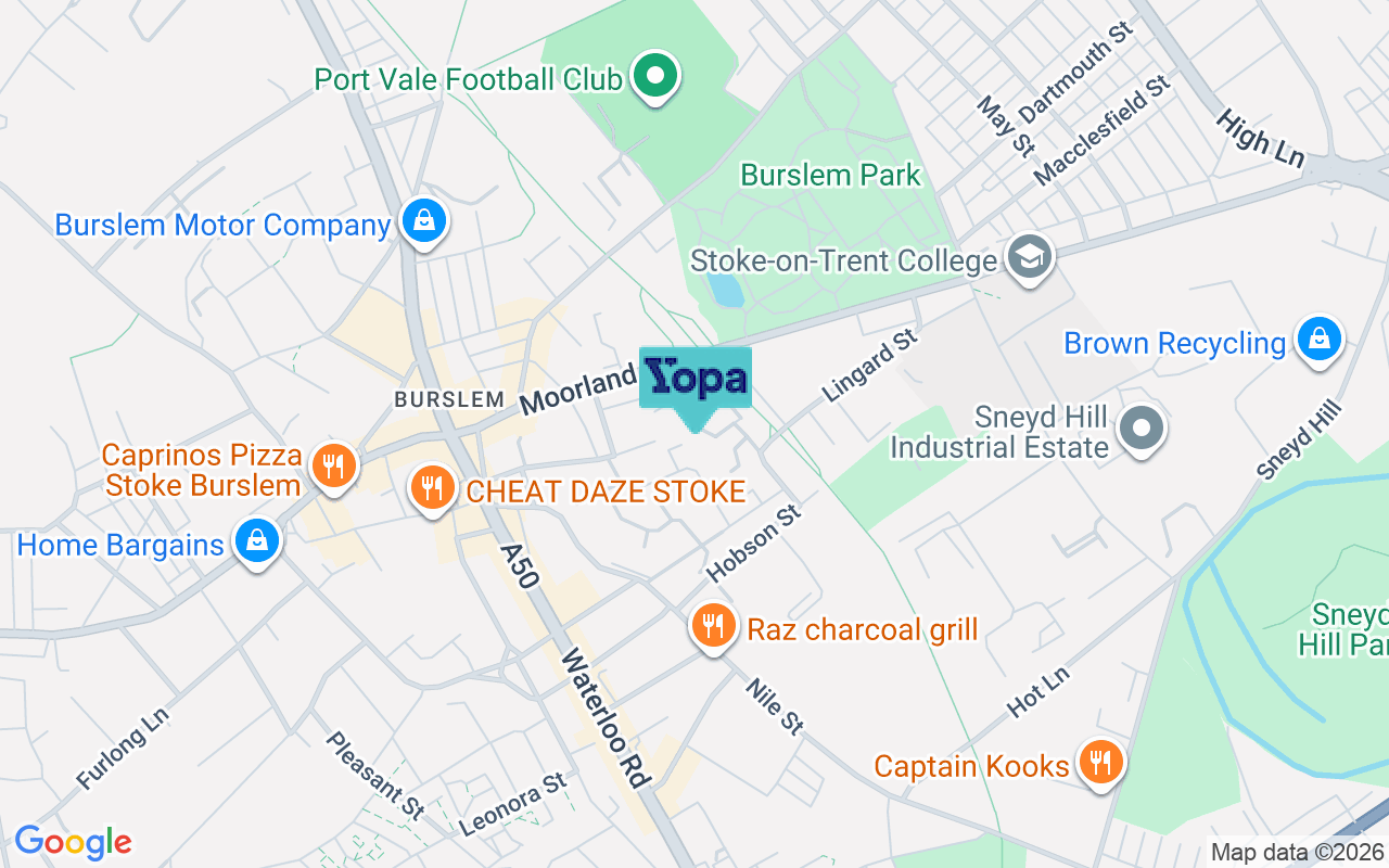 Map showing the location of ST6 1QZ