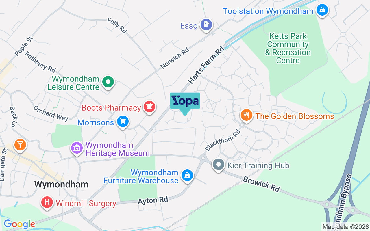 Map showing the location of NR18 0WE