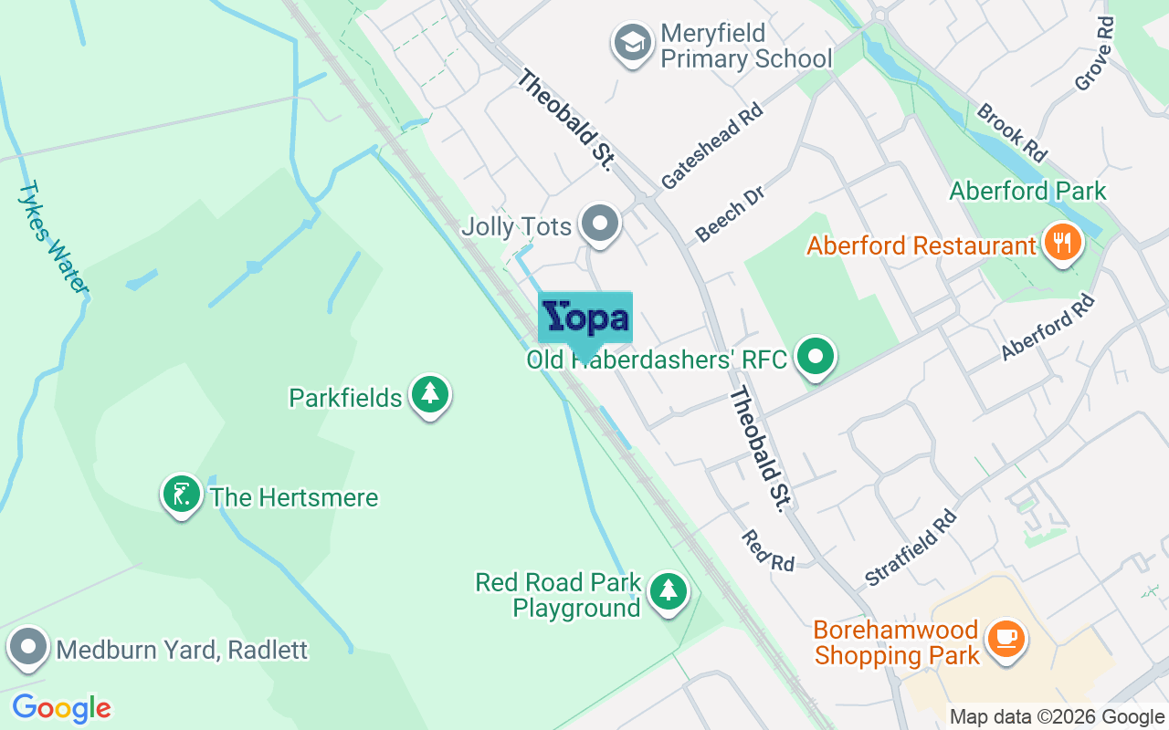 Map showing the location of WD6 4NA