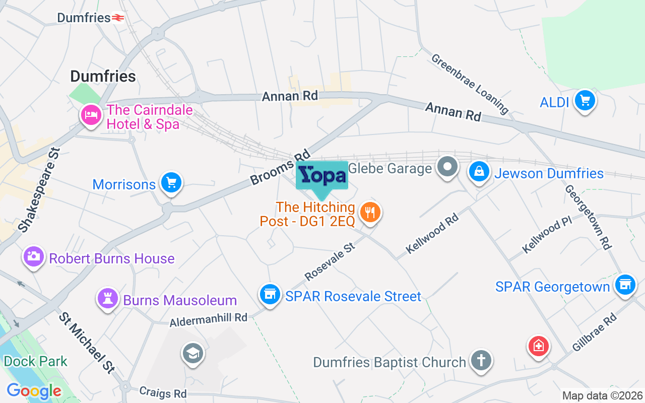 Map showing the location of DG1 2EQ