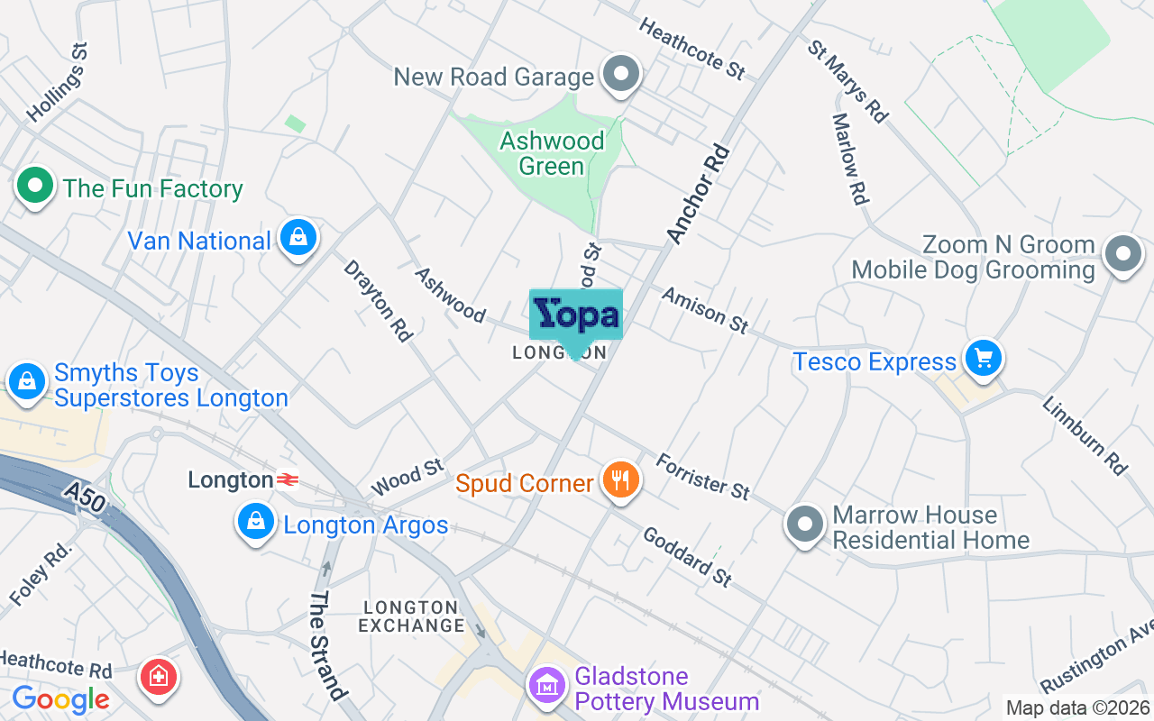 Map showing the location of ST3 1JT
