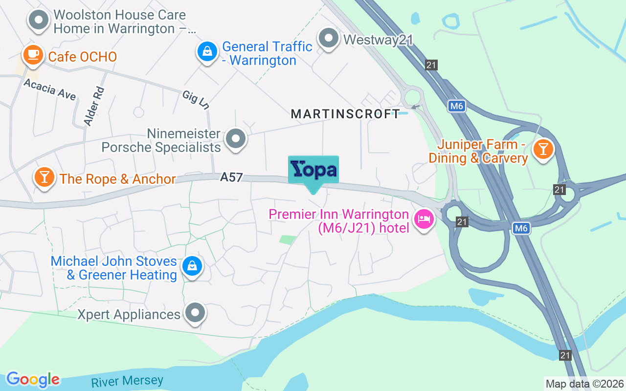 Map showing the location of WA1 4QE