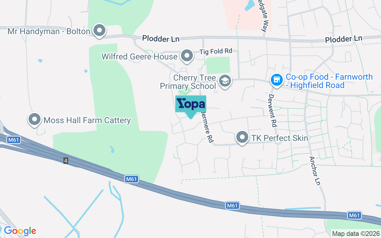 Map showing the location of BL4 0PT
