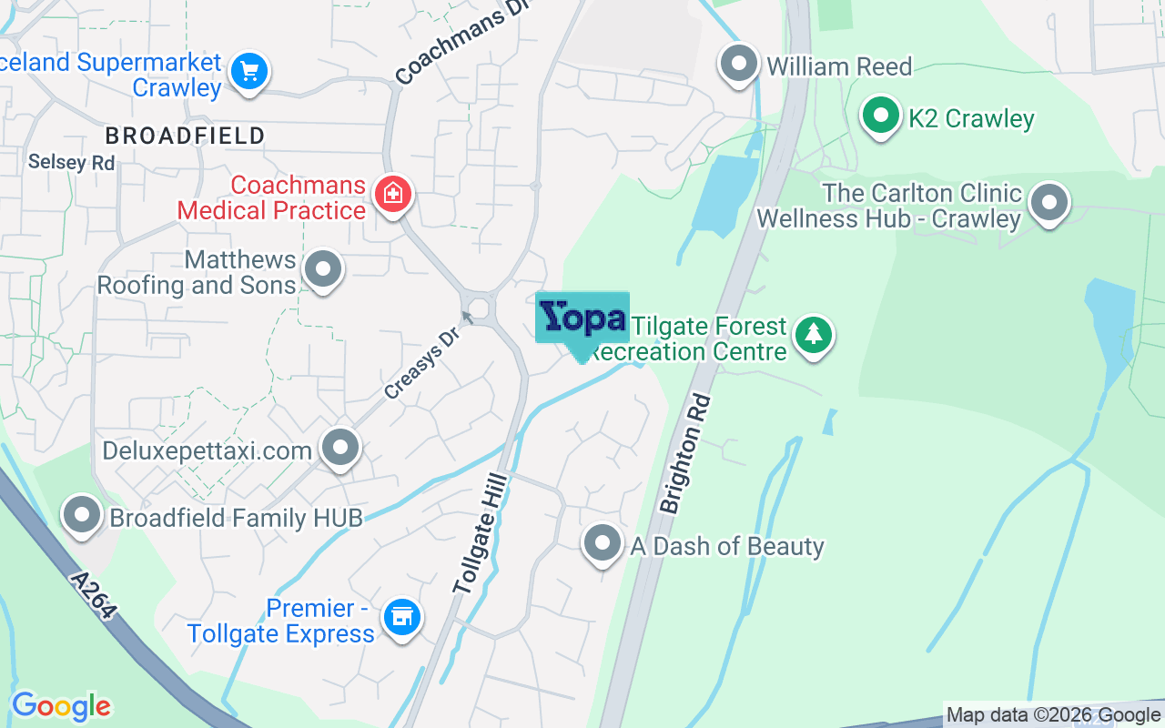 Map showing the location of RH11 9QQ