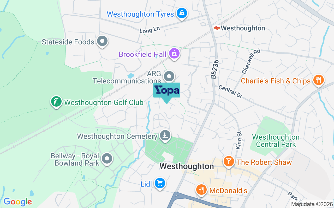 Map showing the location of BL5 3XS