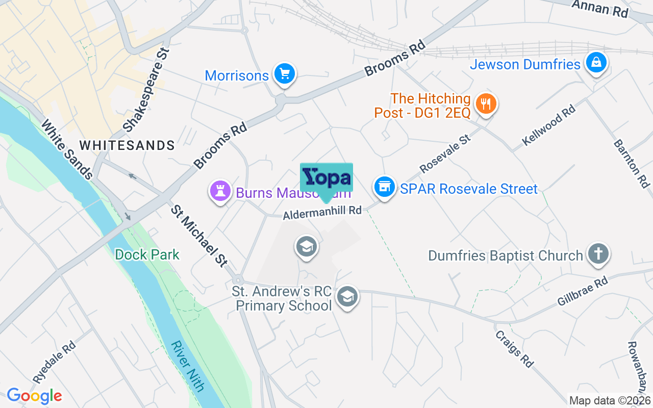 Map showing the location of DG1 2ET