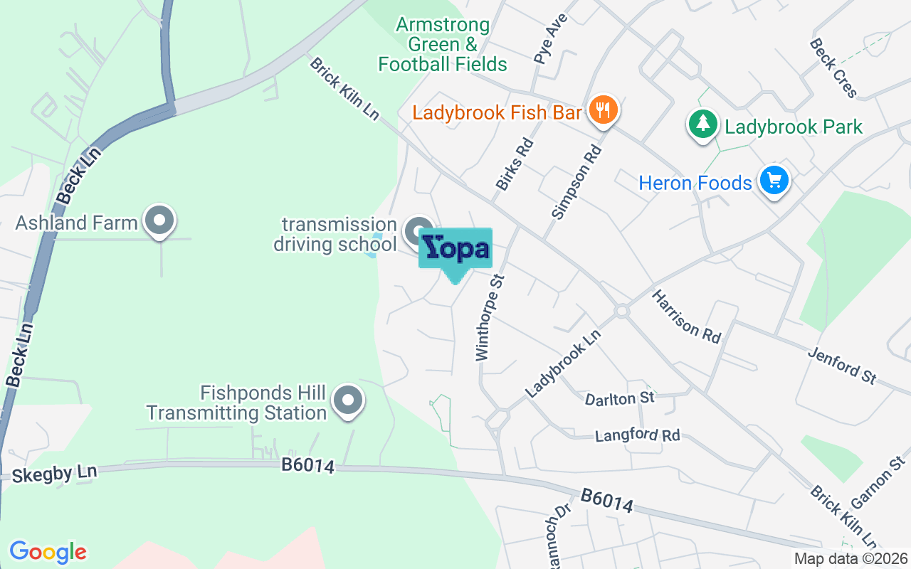 Map showing the location of NG19 6TX