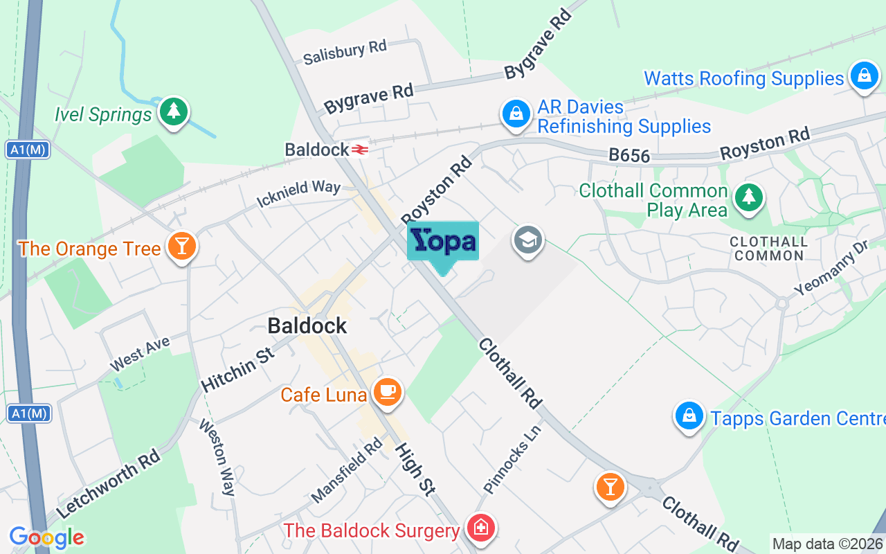 Map showing the location of SG7 6PB