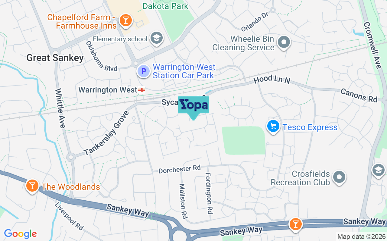 Map showing the location of WA5 1ZN