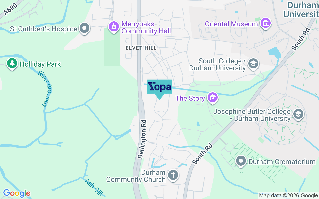 Map showing the location of DH1 3FA