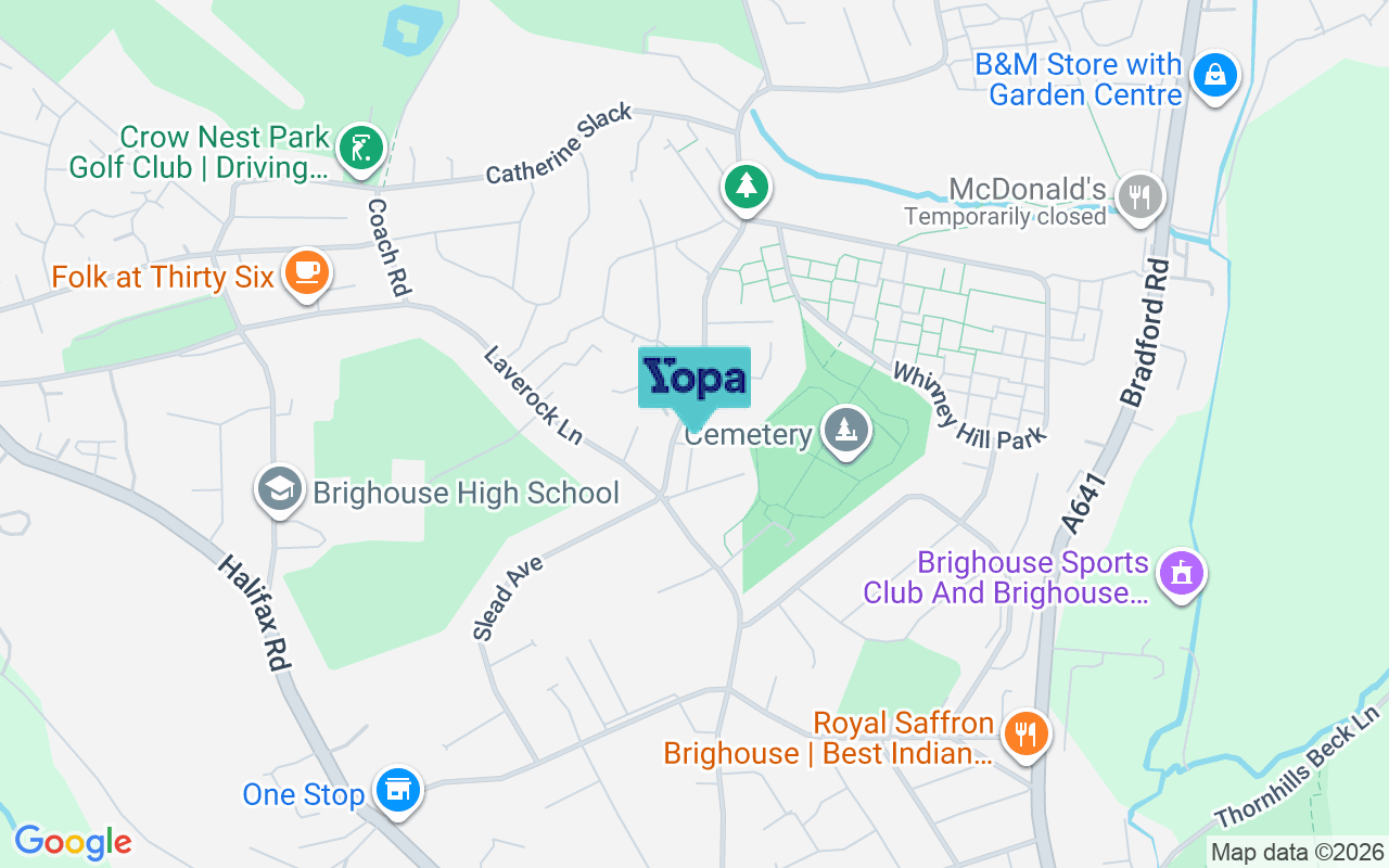 Map showing the location of HD6 2JY