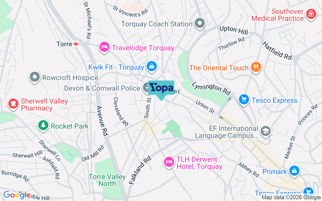Map showing the location of TQ2 5SD