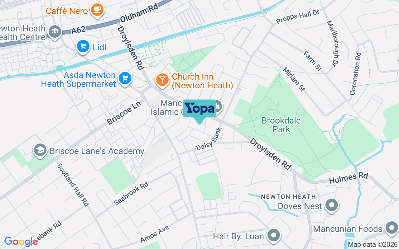 Map showing the location of M40 1PB