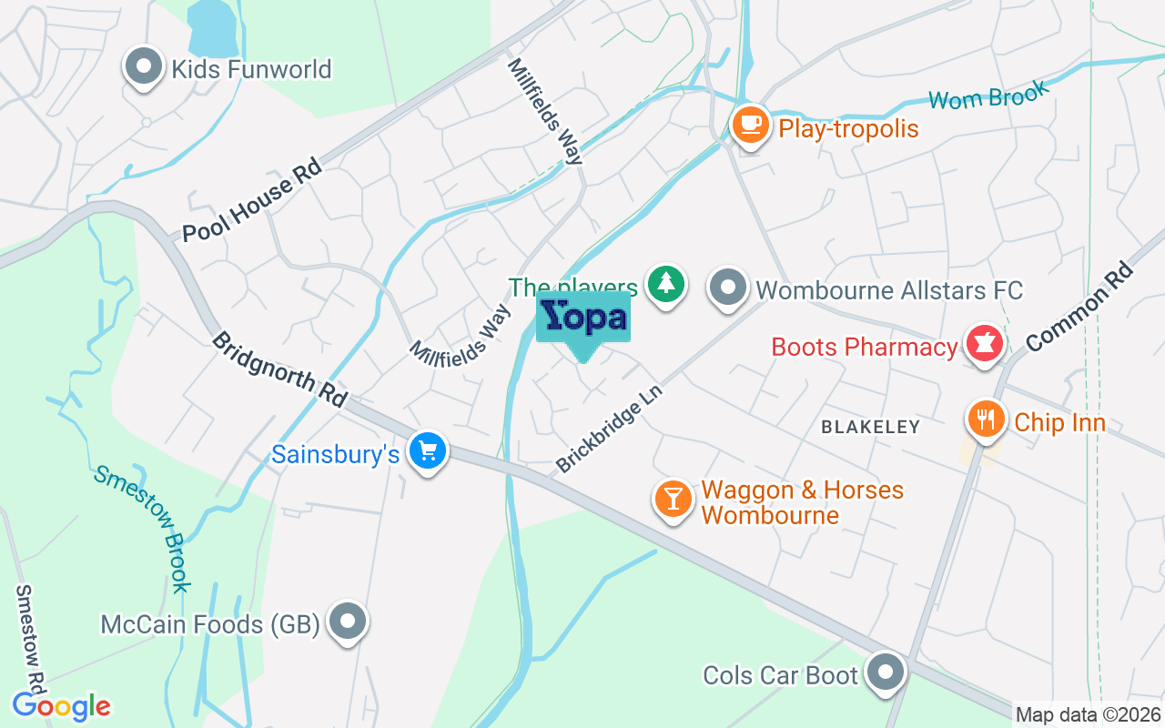 Map showing the location of WV5 0PB