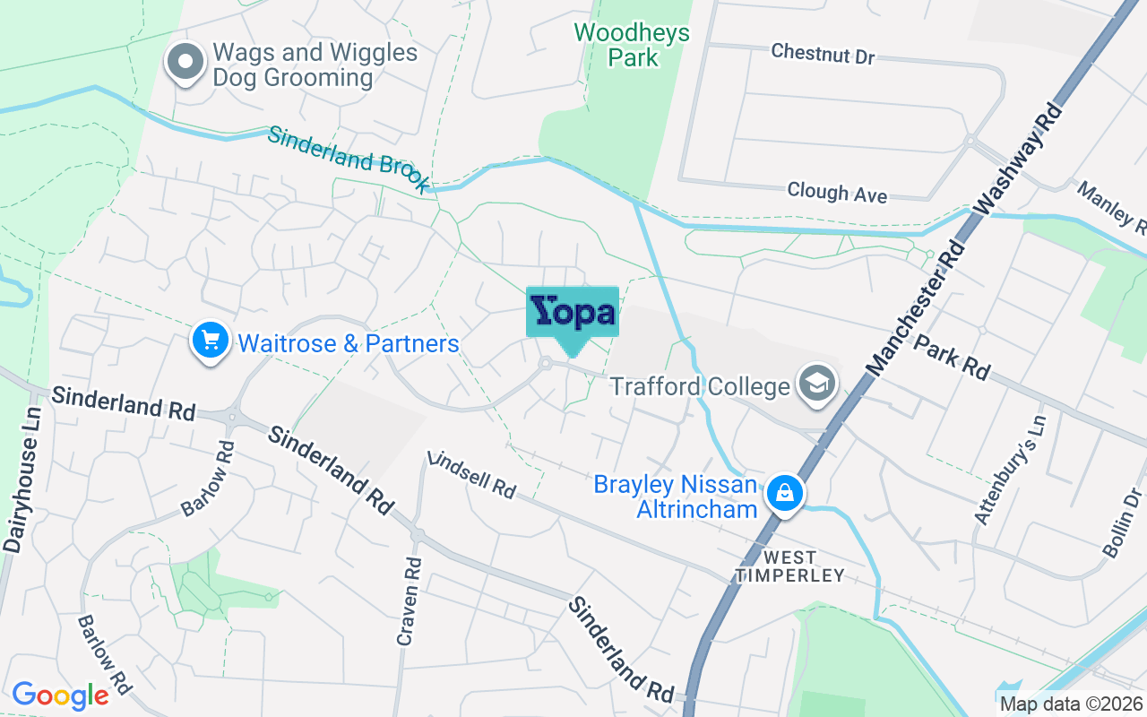 Map showing the location of WA14 5XR