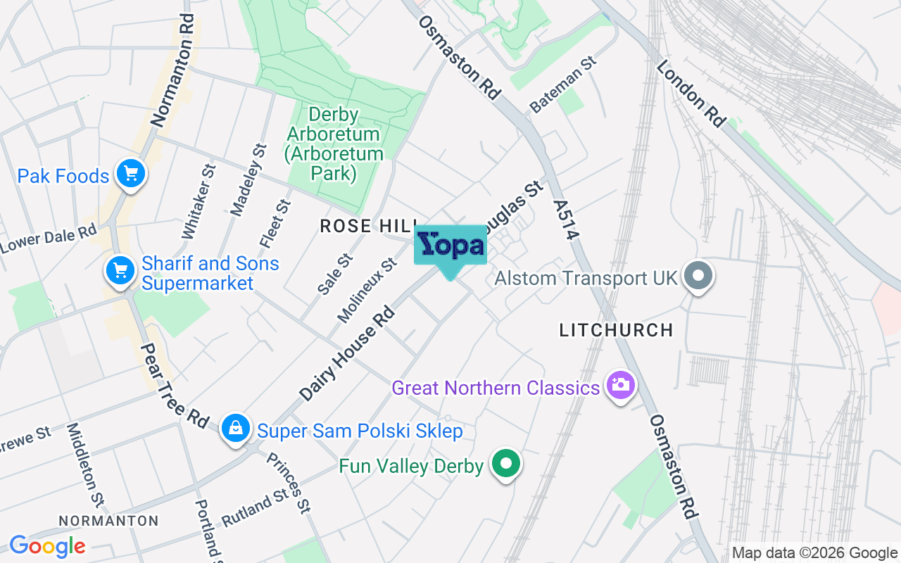 Map showing the location of DE23 8LS