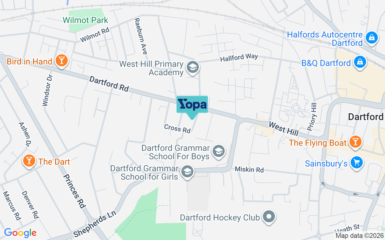 Map showing the location of DA1 3EH
