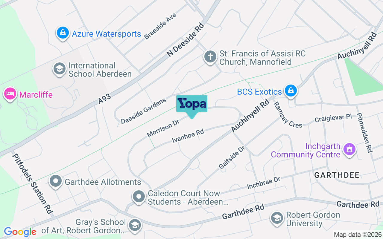 Map showing the location of AB10 7HB