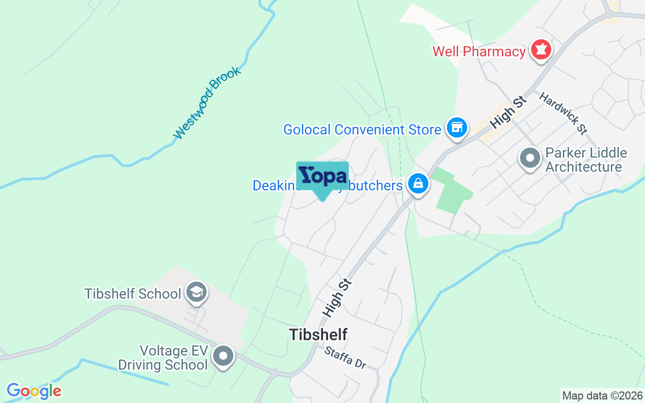 Map showing the location of DE55 5LU