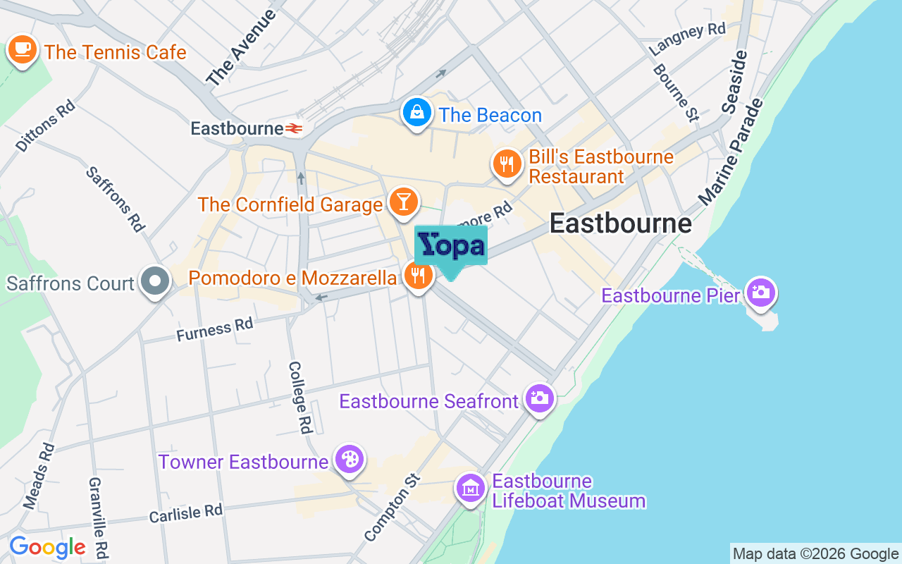 Map showing the location of BN21 4AD