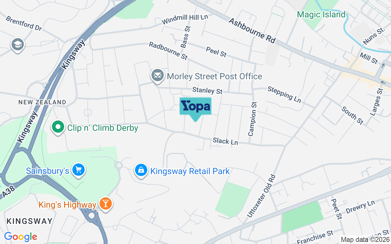 Map showing the location of DE22 3EW
