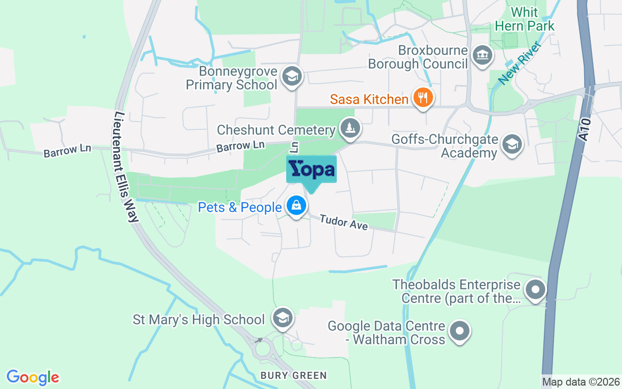 Map showing the location of EN7 5AT