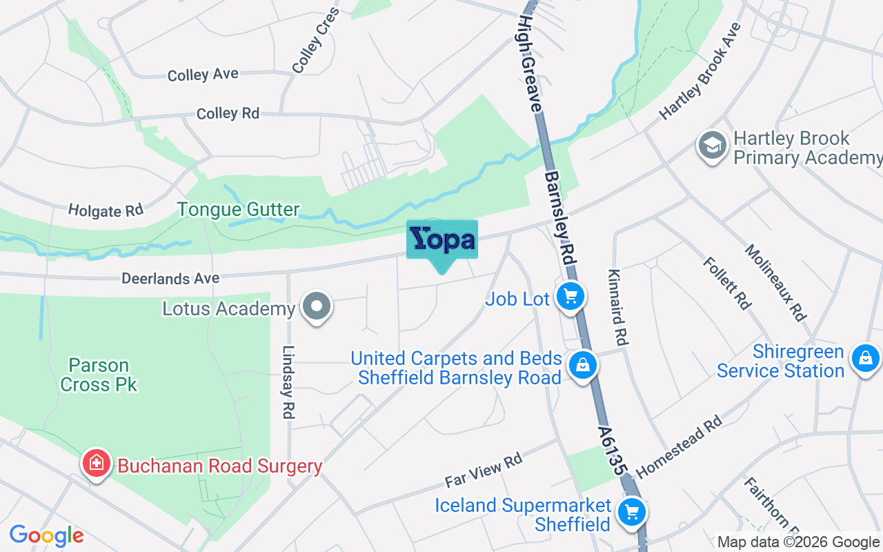 Map showing the location of S5 7WA