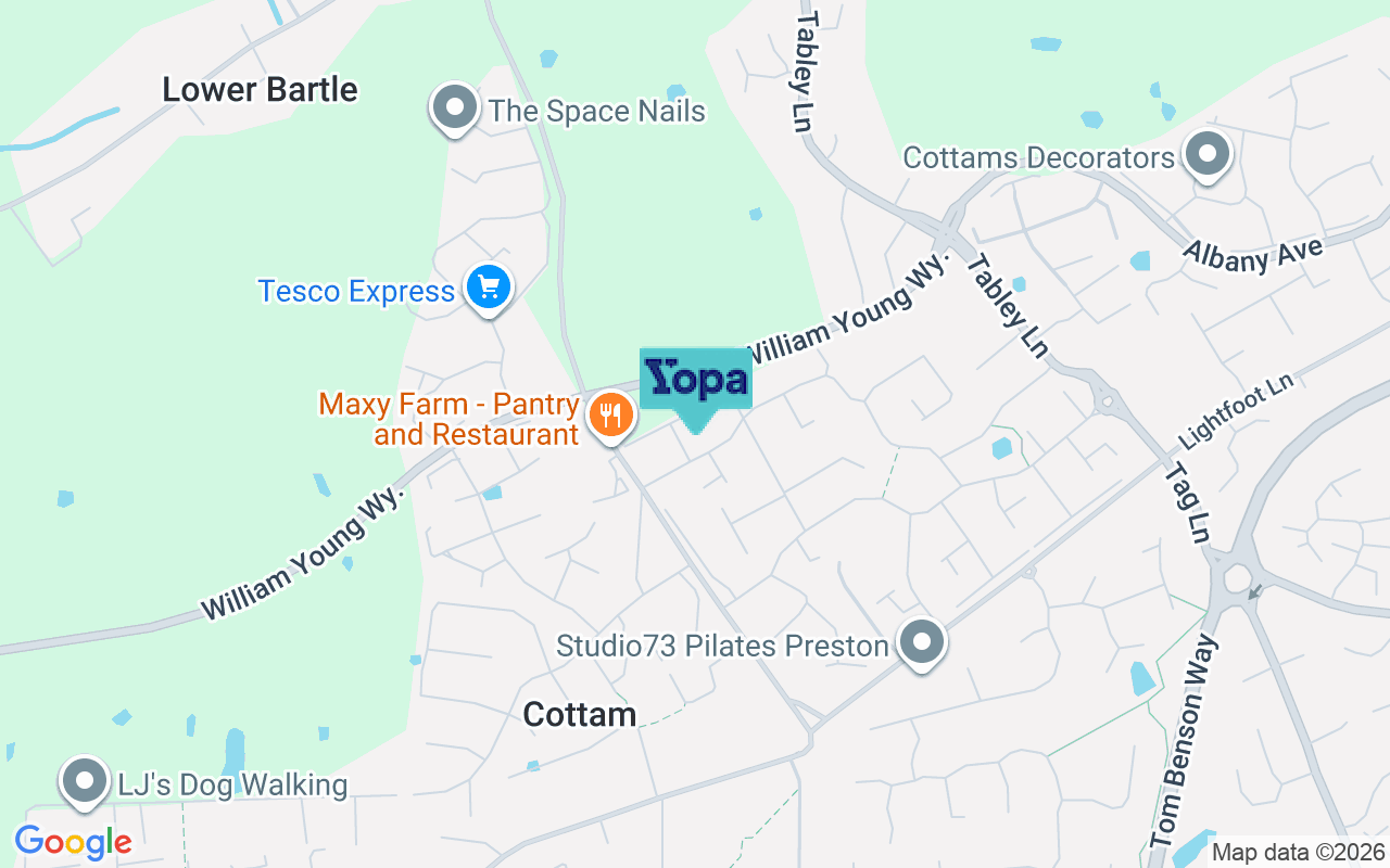 Map showing the location of PR4 0QP