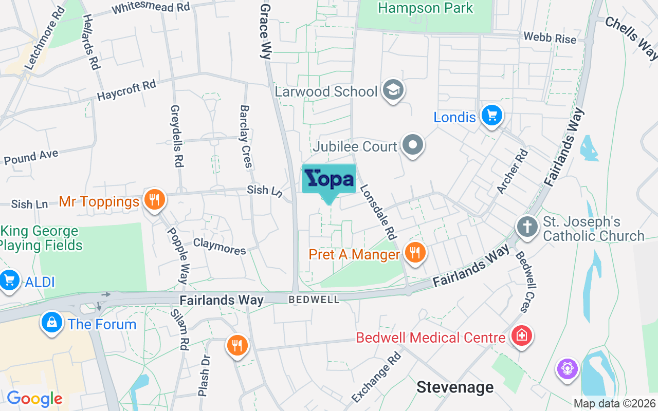 Map showing the location of SG1 5DE