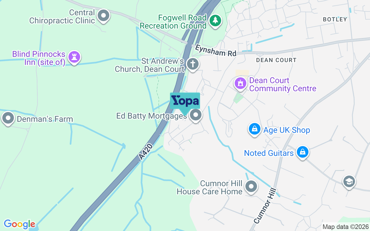 Map showing the location of OX2 9BT