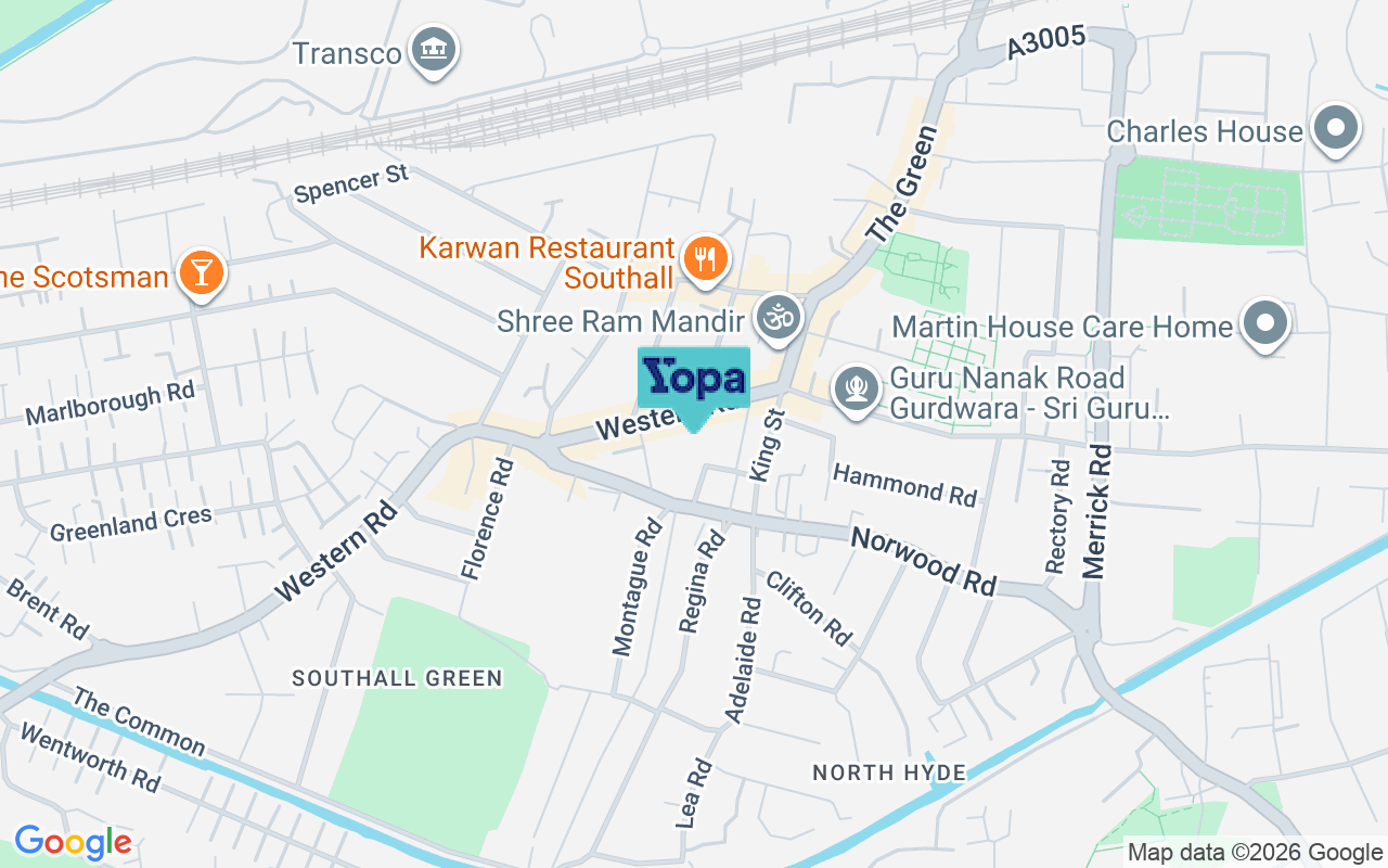 Map showing the location of UB2 5JL